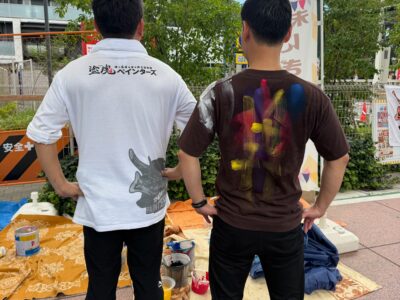 【泉大津市・中央商店街】屋台のボランティア塗装を実施！南出市長のサプライズ登場で大盛況のペイントイベントに！
